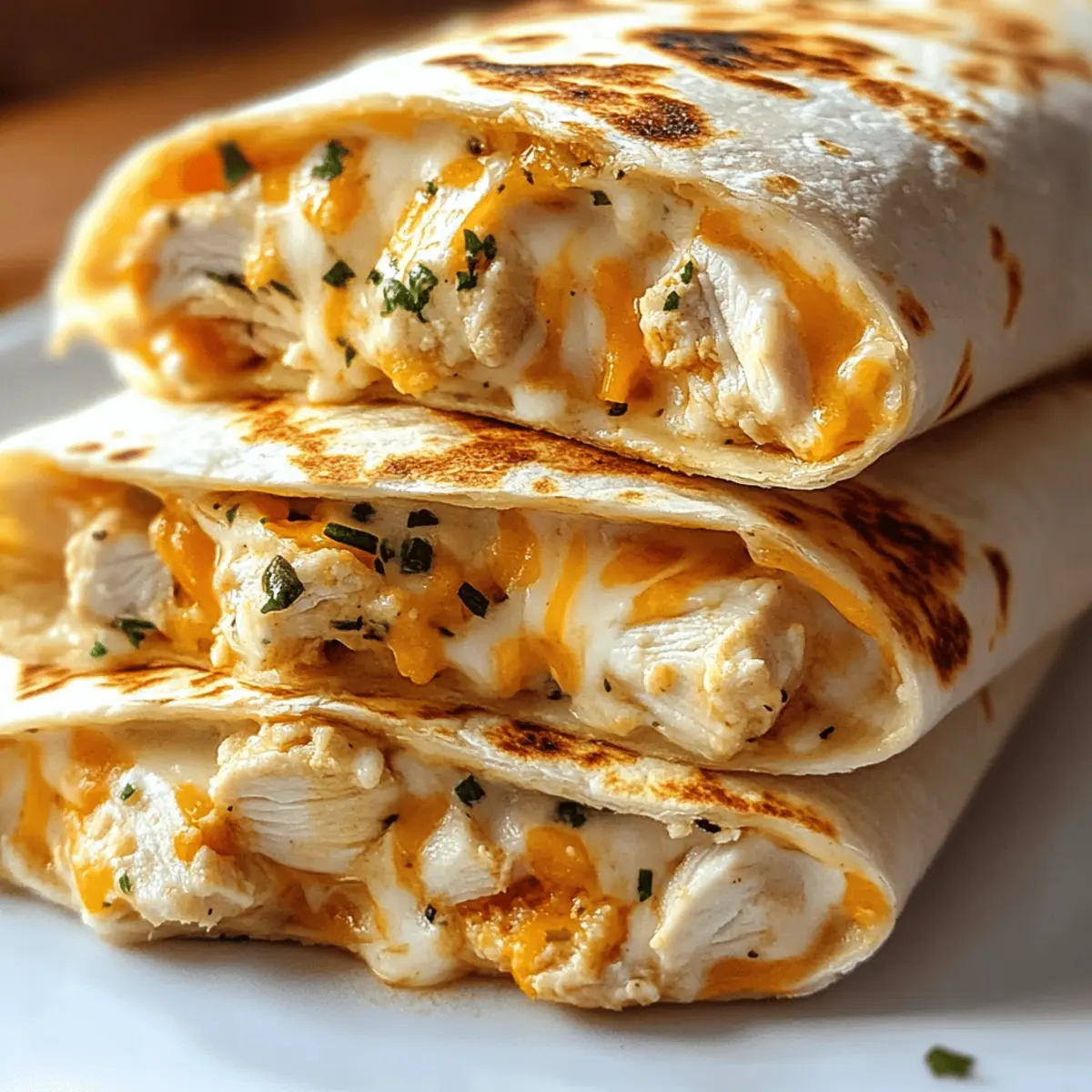 Klebrige Käse-Knoblauch-Hühnchen-Wraps für Food-Liebhaber