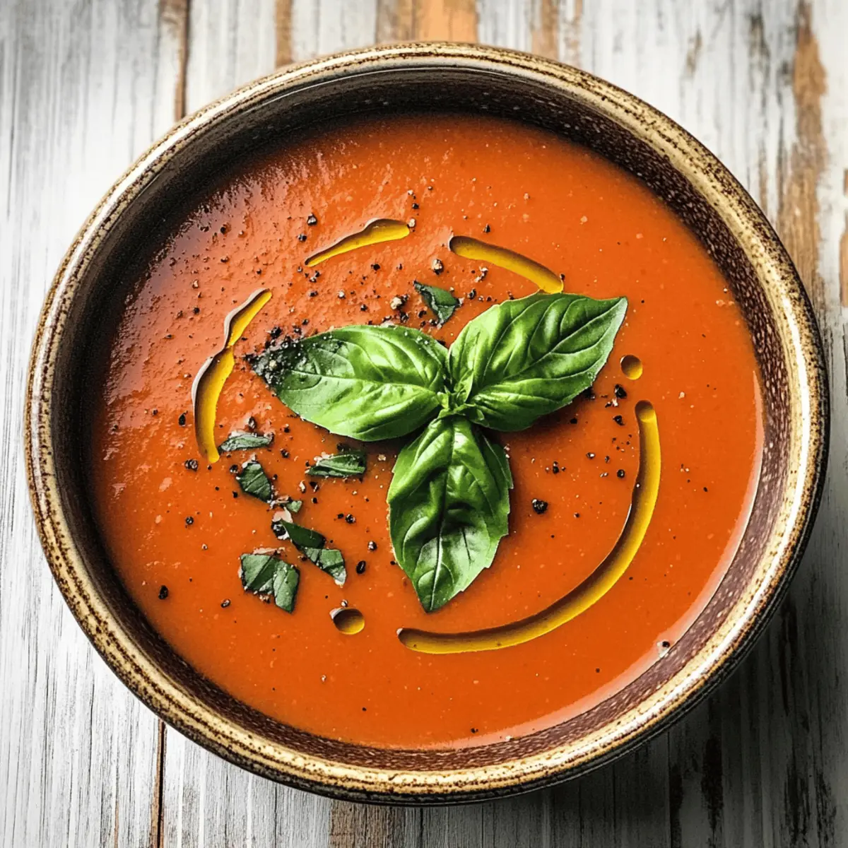 Leckere Tomatensuppe mit Basilikum genießen