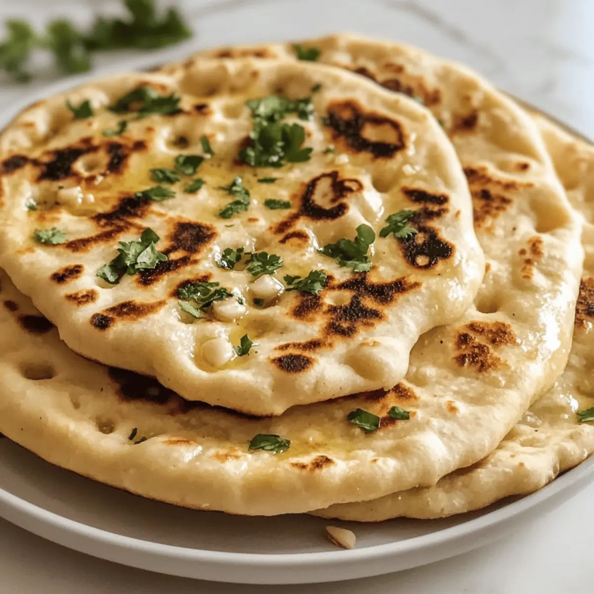 Hüttenkäse Knoblauch Naan ohne Hefe selbst gemacht