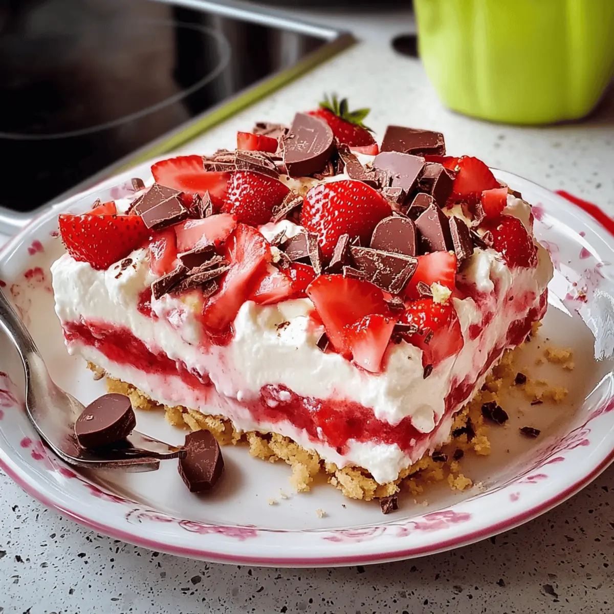 Einfaches Erdbeerkuss-Dessert für heiße Sommertage