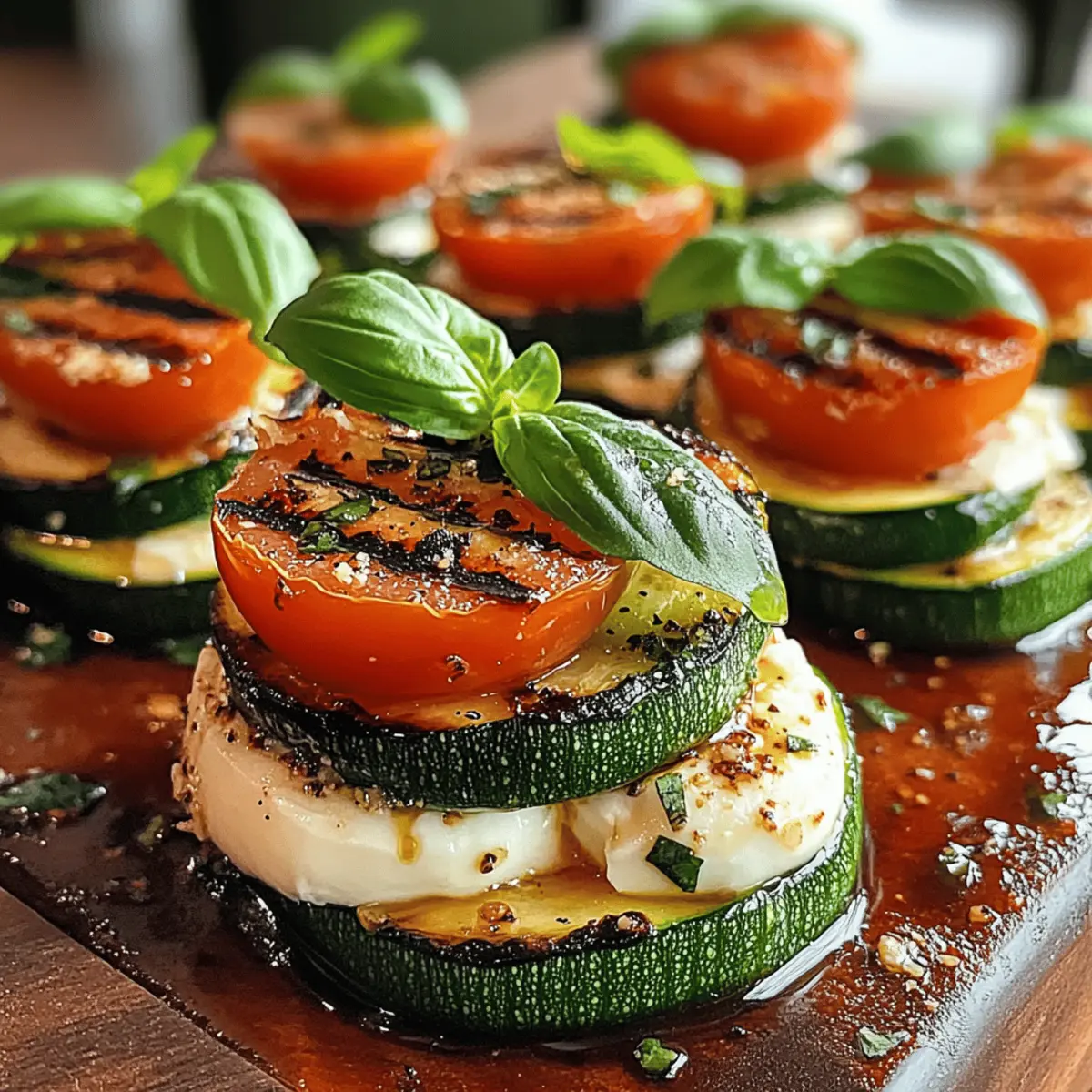 Gegrillte Zucchini Caprese Stapel für den Sommer