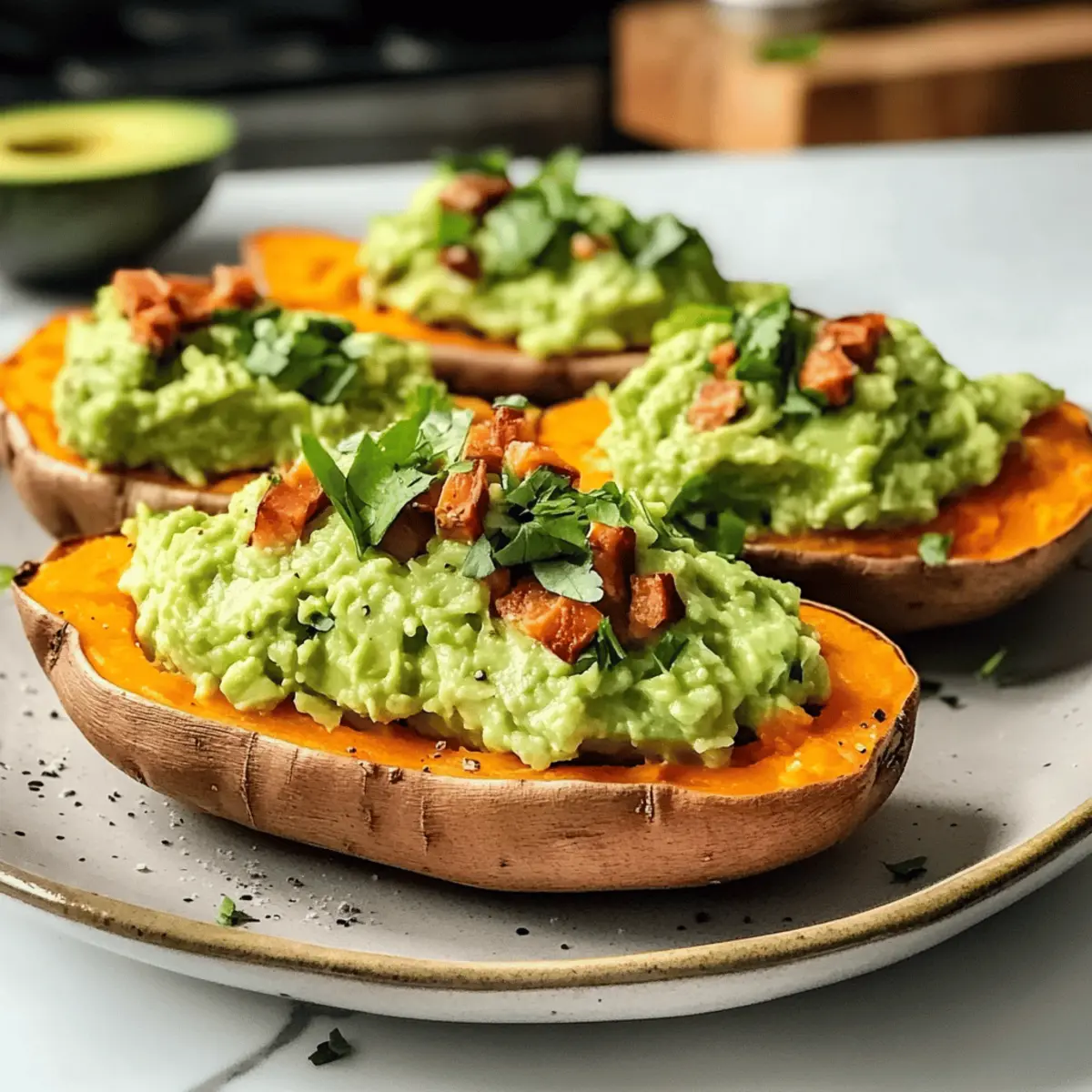 Gefüllte Süßkartoffeln mit Avocado-Creme genießen