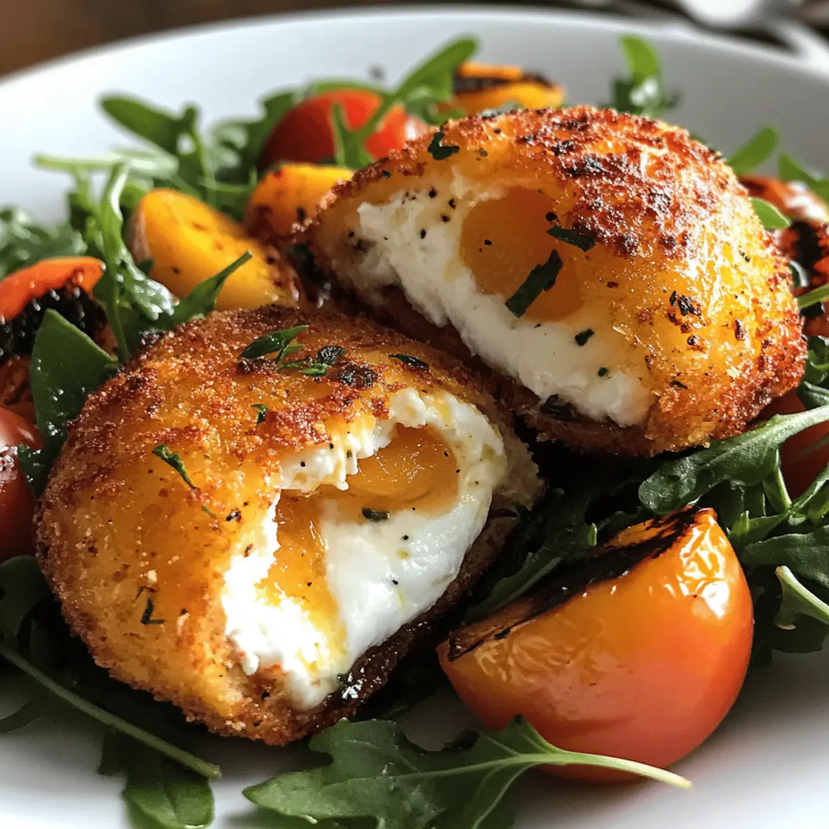 Burrata Fritti auf Tomaten-Pfirsich-Salat geniessen