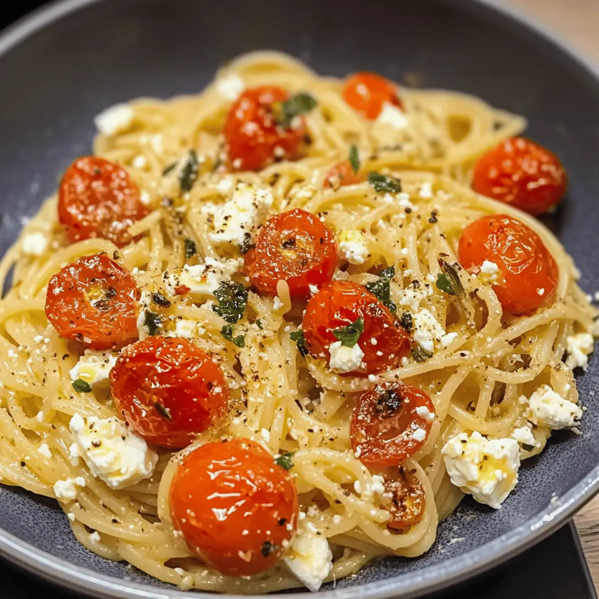 One Pot Spaghetti mit Tomaten Feta Soße ganz einfach