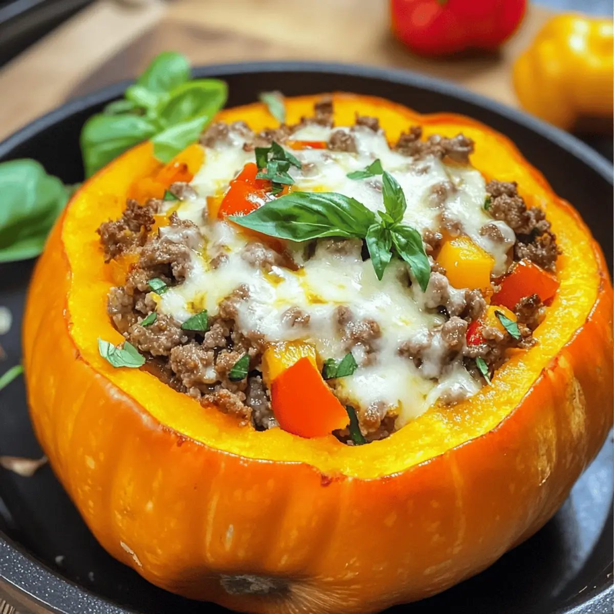 Gefüllter Kürbis mit Hackfleisch und Mozzarella Rezept