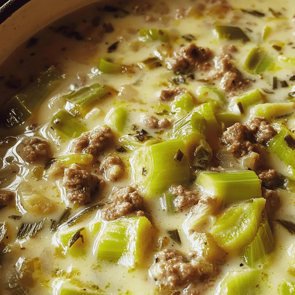 Cremige Käse-Lauch-Suppe mit Hackfleisch Liebe
