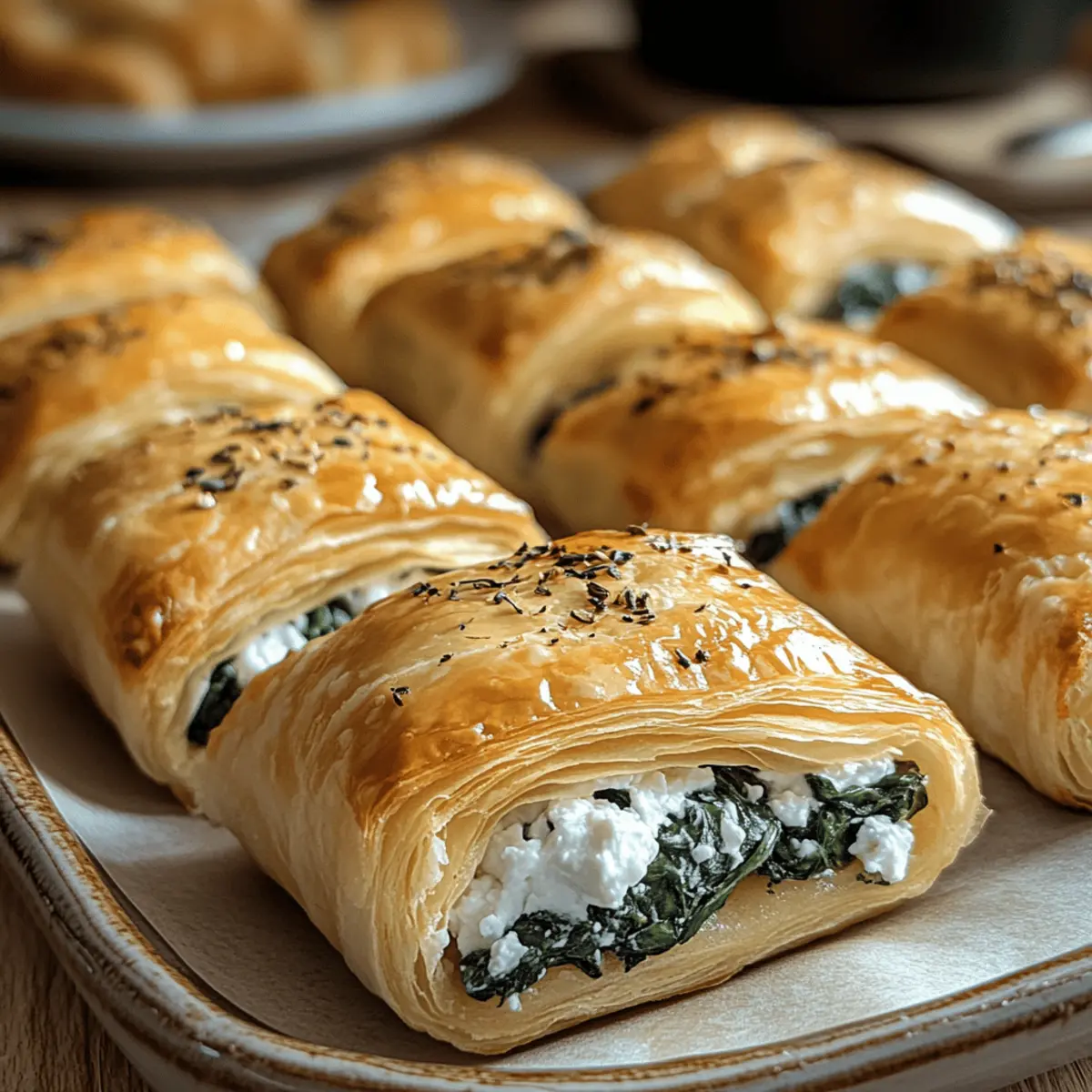 Herzhafte Blätterteig-Röllchen mit Spinat & Feta