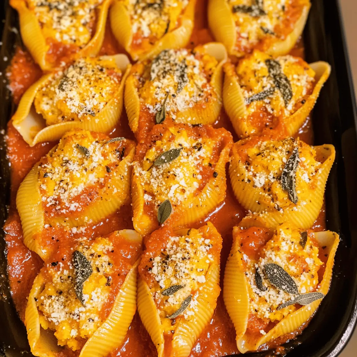 Gefüllte Muschelnudeln mit Kürbis und Ricotta genießen