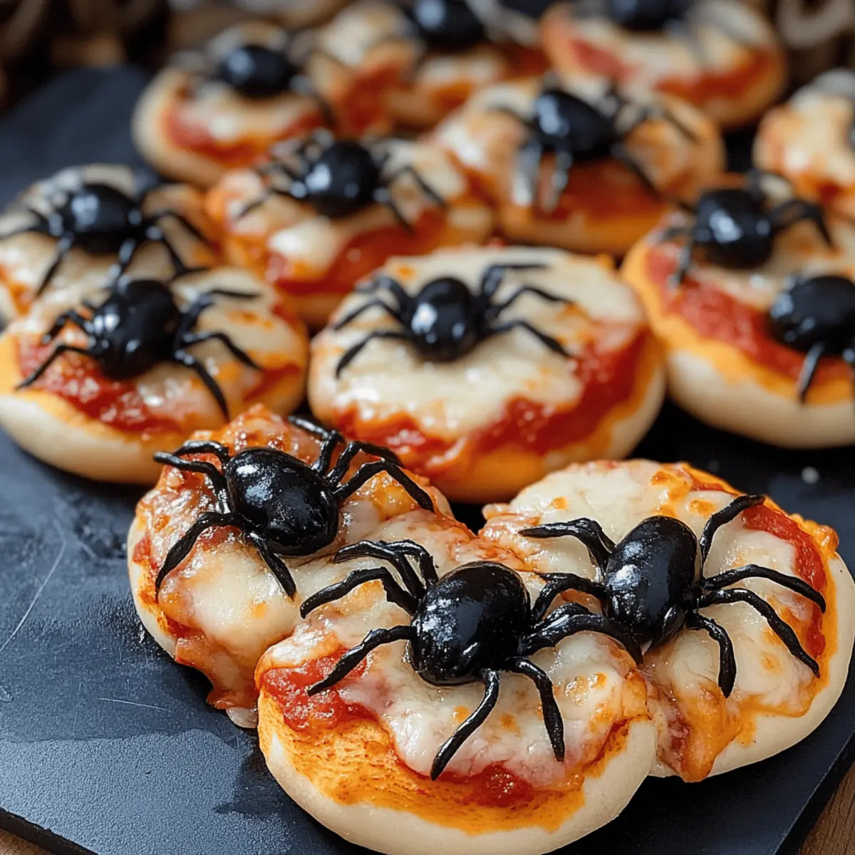 Mini-Spinnen-Pizza für eine gruselige Halloween-Party