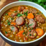 Linsensuppe mit Würstchen