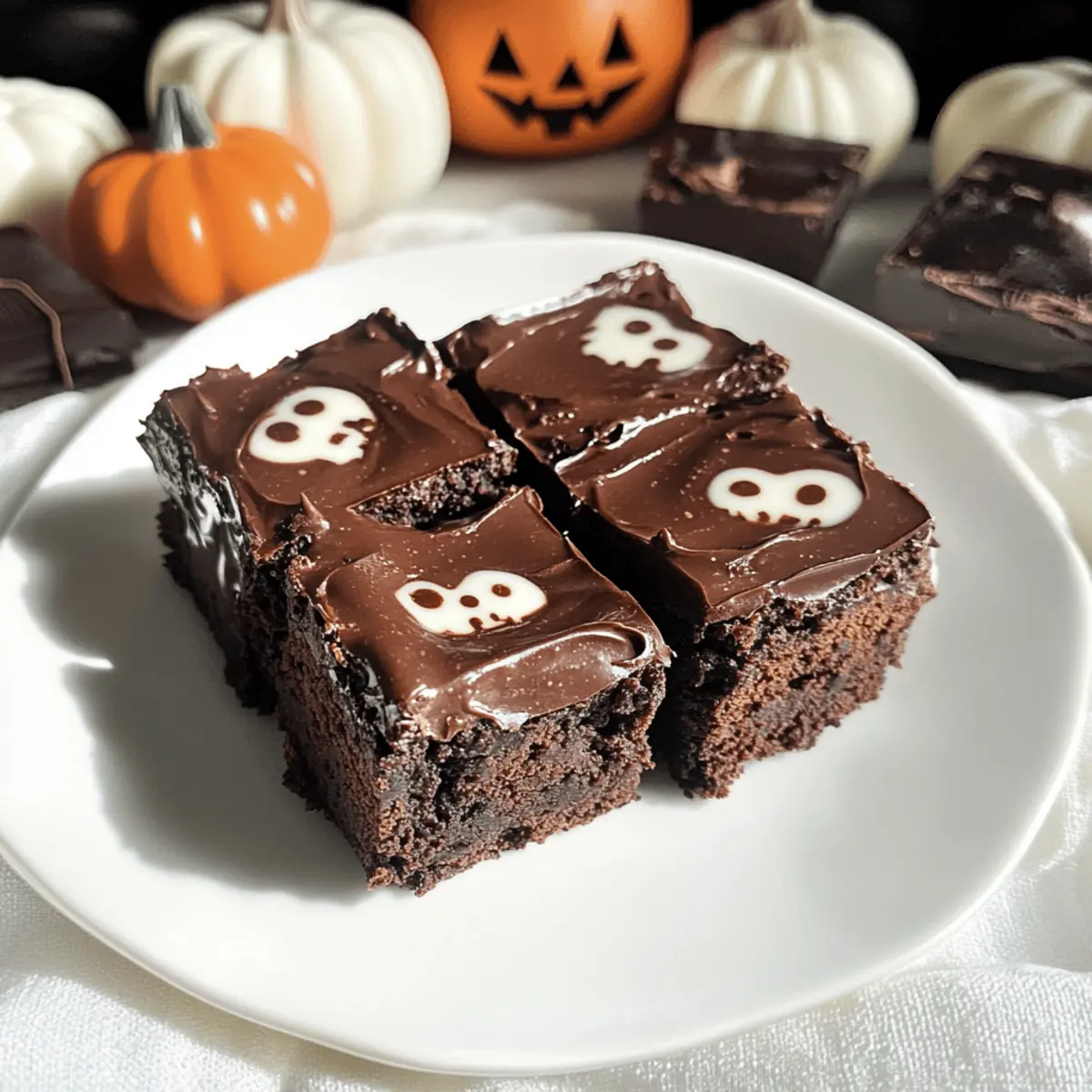 Veganer Triple Chocolate Shortbread Brownies für Halloween