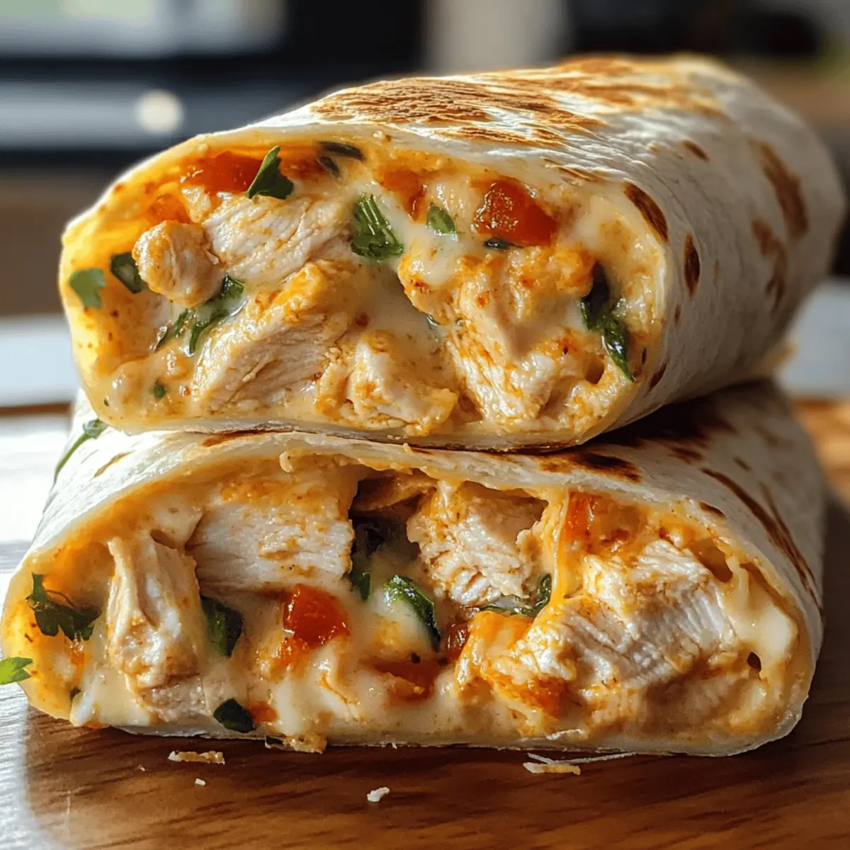 Klebrige Käse-Knoblauch-Hühnchen-Wraps für die Familie