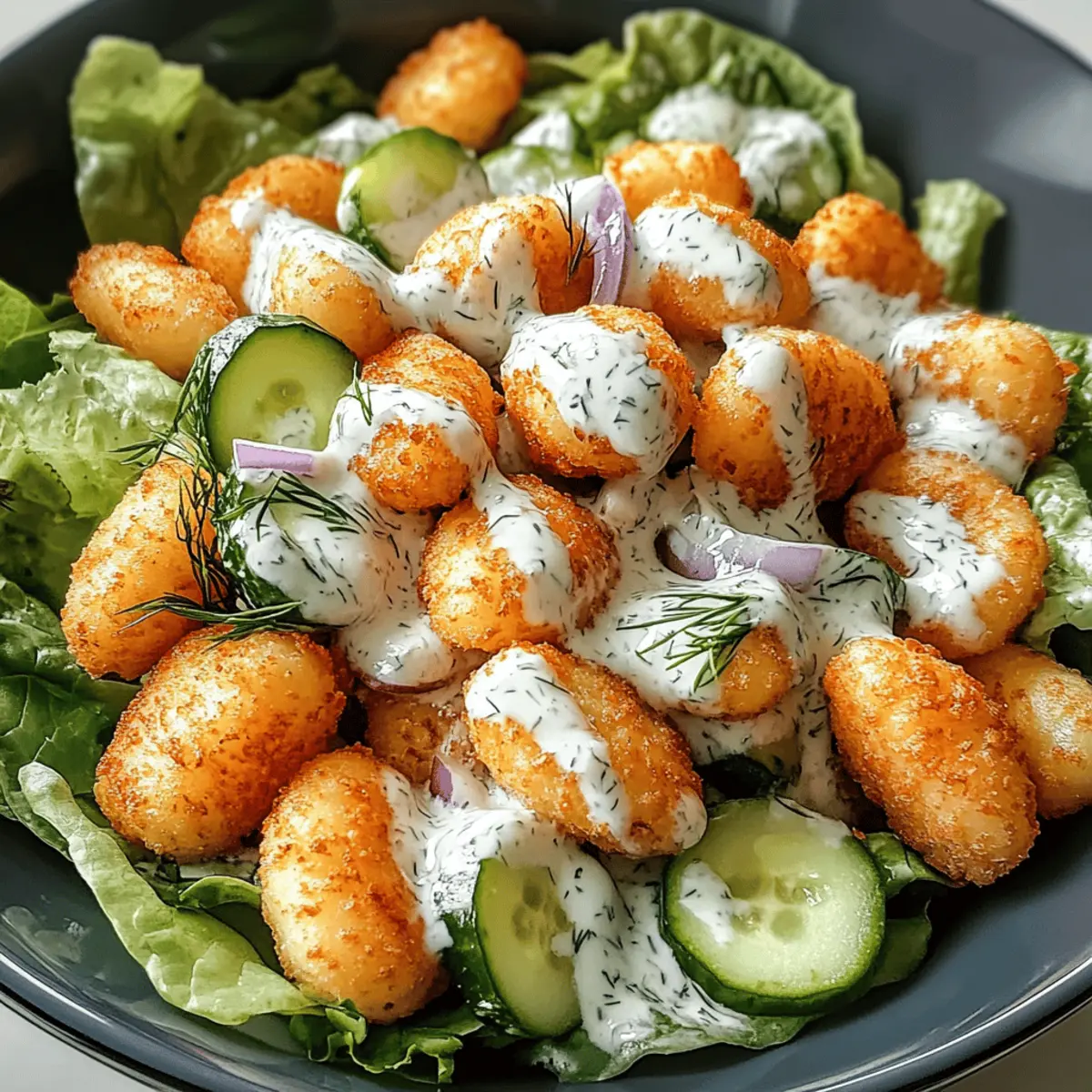 Knuspriger Gnocchi-Salat mit Joghurt-Dressing