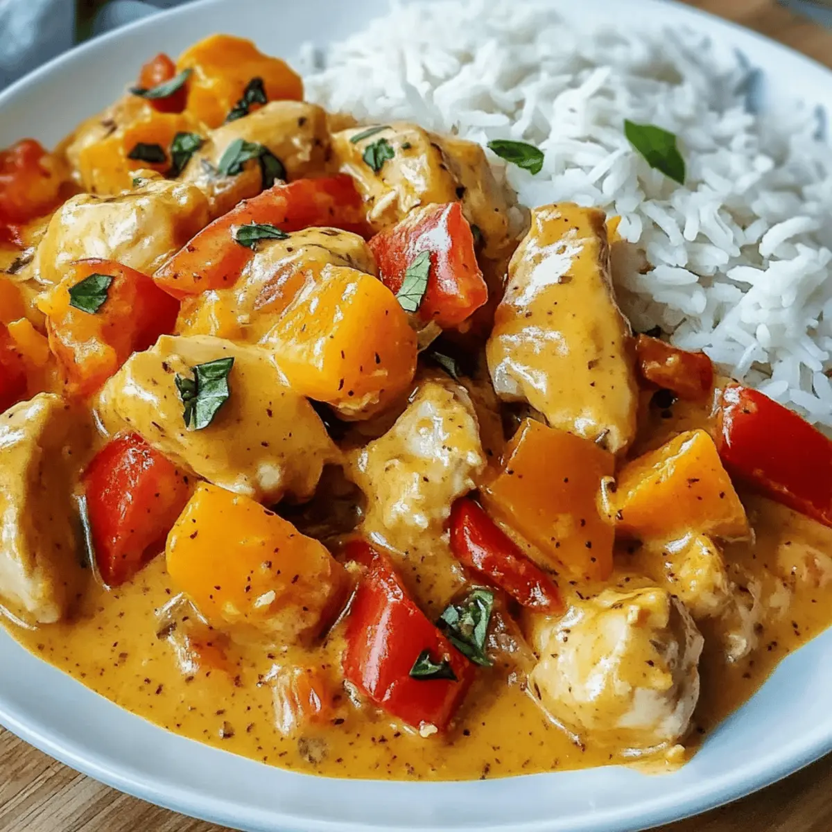 Kürbis Hähnchen Pfanne mit Reis für den Herbst