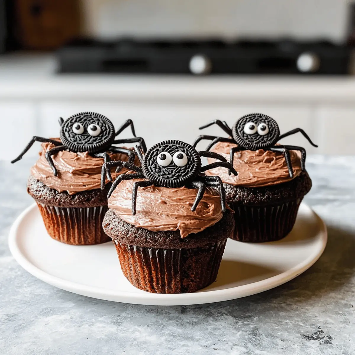 Halloween-Muffins mit Oreo Spider-Dekor