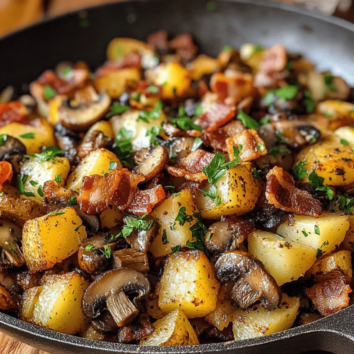 Schnelle Kartoffel Pilz Speck Pfanne für Genießer