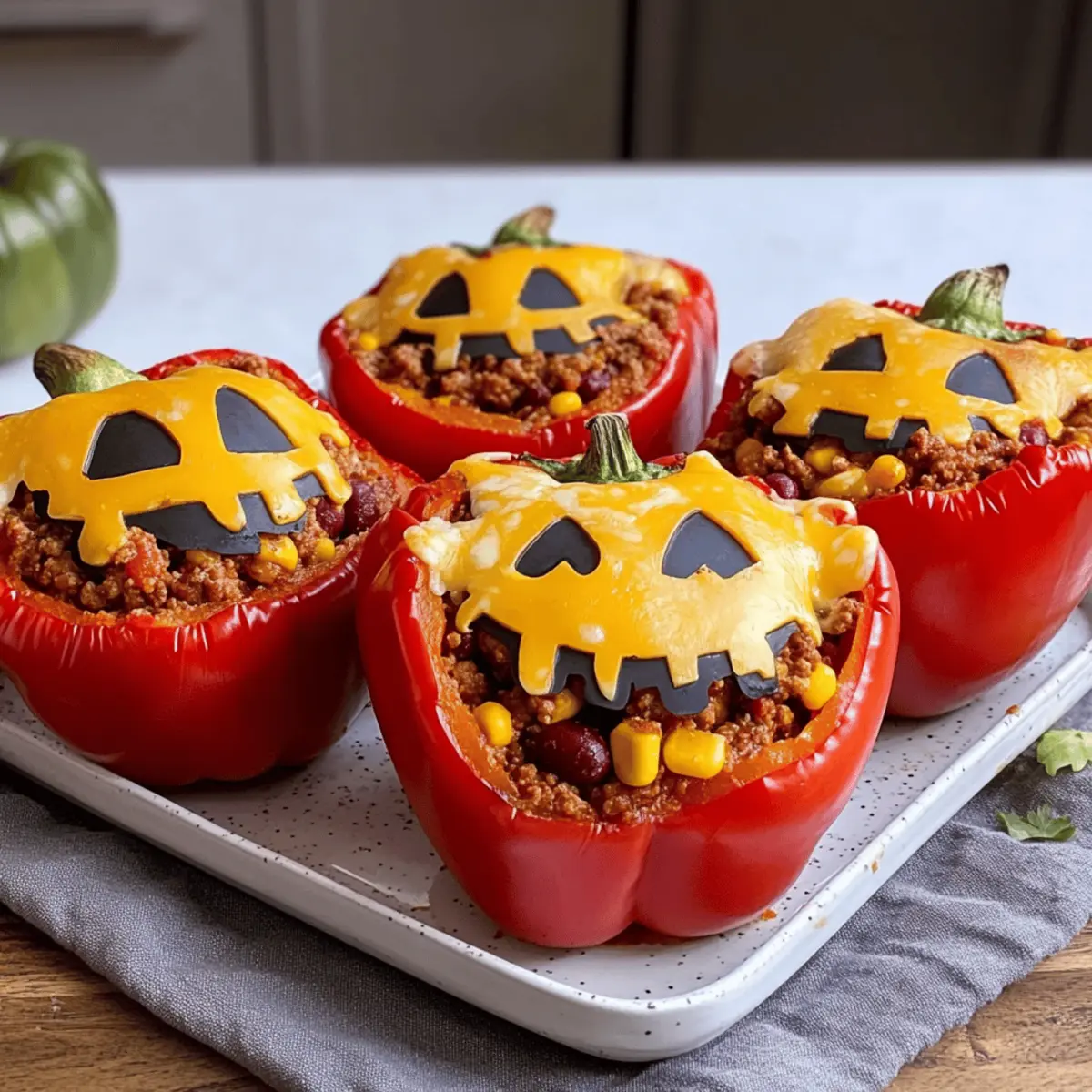 Gefüllte Halloween Paprika nach Chili con Carne