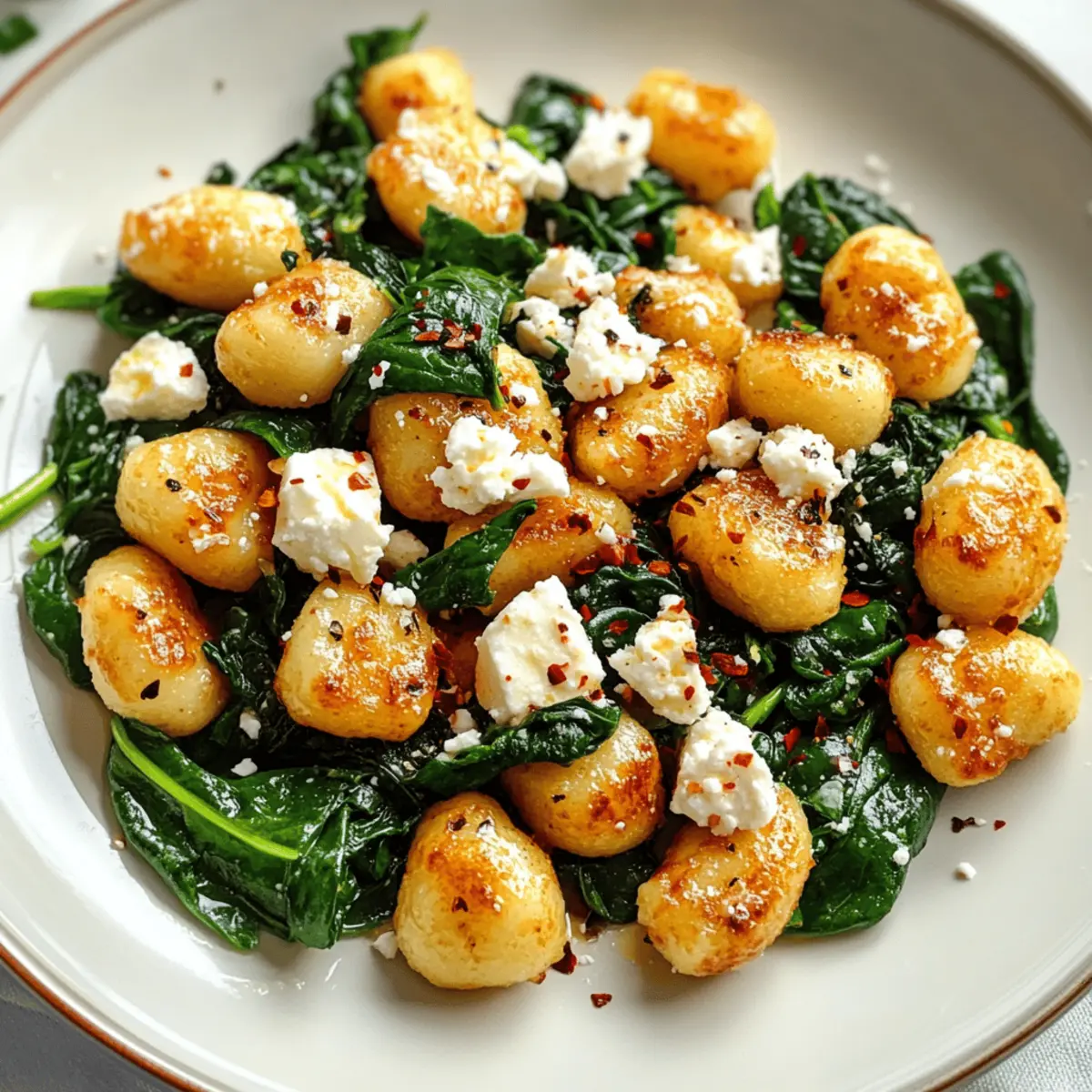 Krosse Gnocchi mit Spinat und Feta ganz einfach