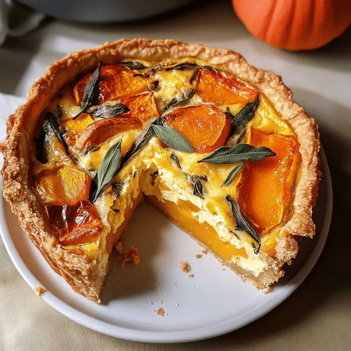 Vegetarische Quiche mit Kürbis und Salbei genießen
