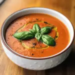 Delicious tomato soup with basil