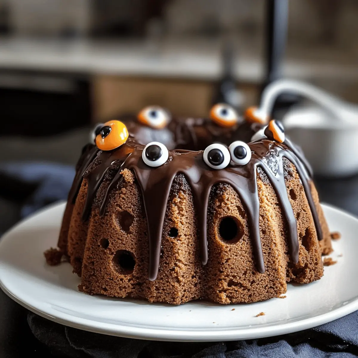 Unheimlicher Monster Gugelhupf für Halloween Spaß