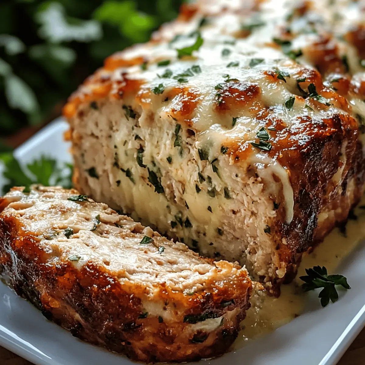 Knoblauch Parmesan Hähnchen Hackbraten für die Familie