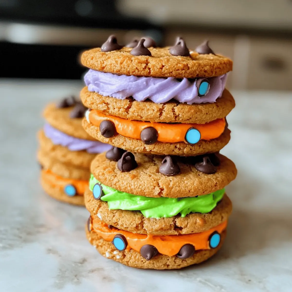 Süße Monster Sandwich-Kekse für Halloween Spaß