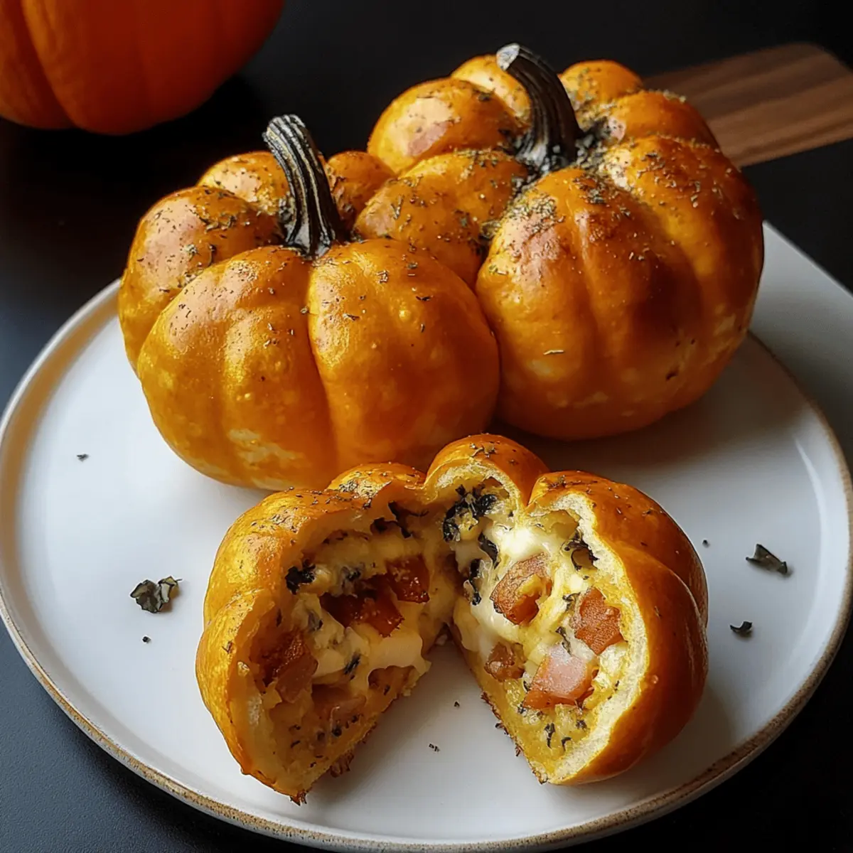 Mini Pizza-Kürbisse für gruselige Halloween-Partys