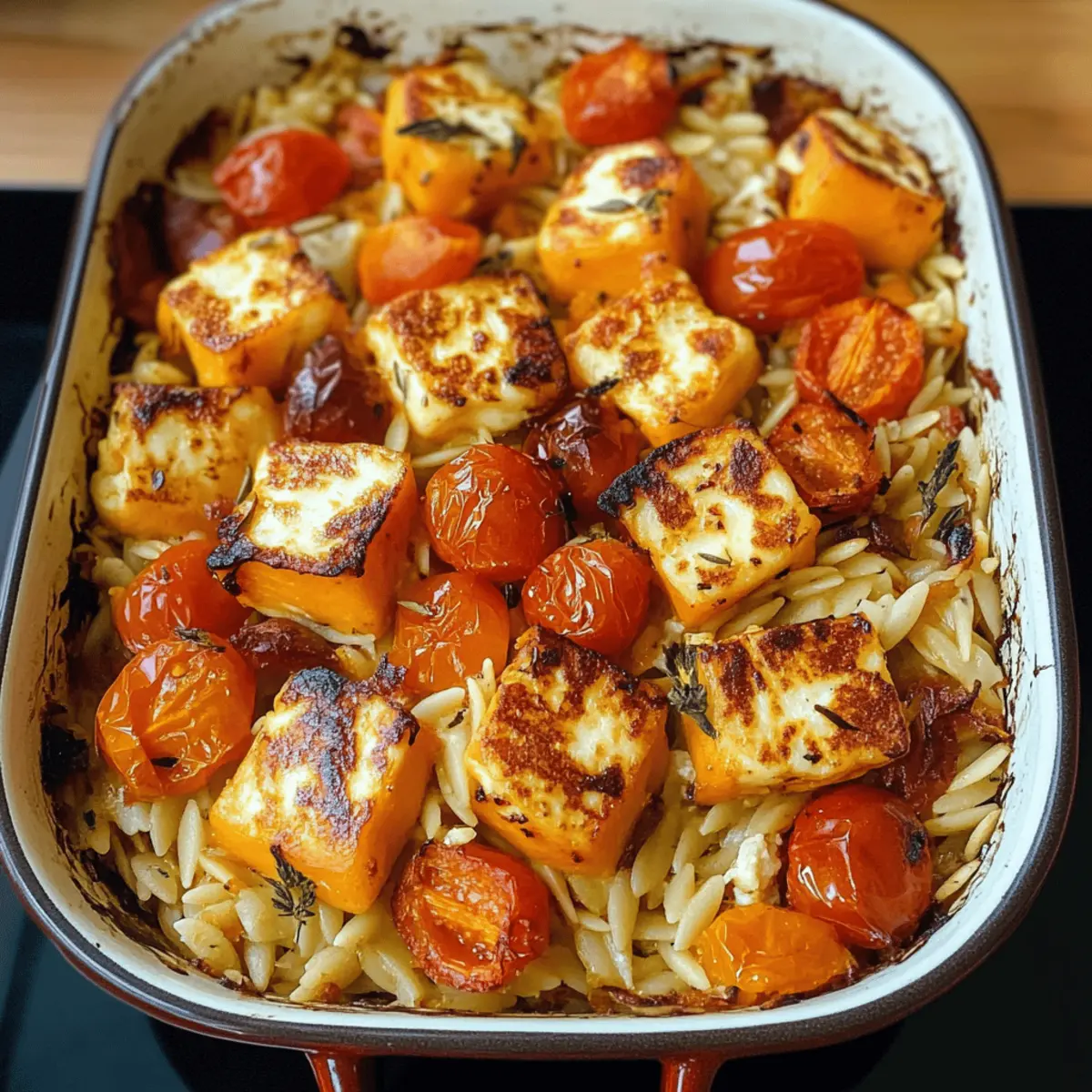 Herbstlicher Halloumi Orzo Auflauf für Gemütliche Abende