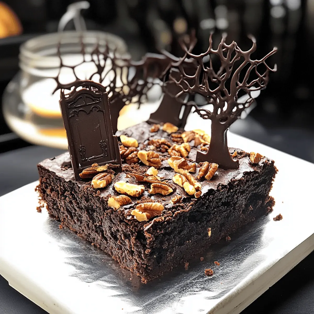 Schokoladenbrownie-Friedhof für Halloween-Gaumenfreuden