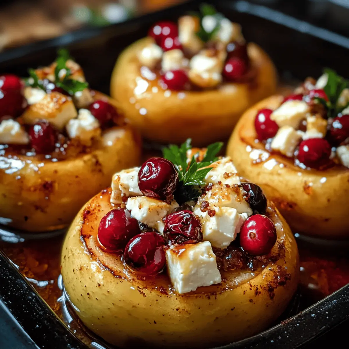 Baked Apples mit Feta, Honig und Cranberries genießen