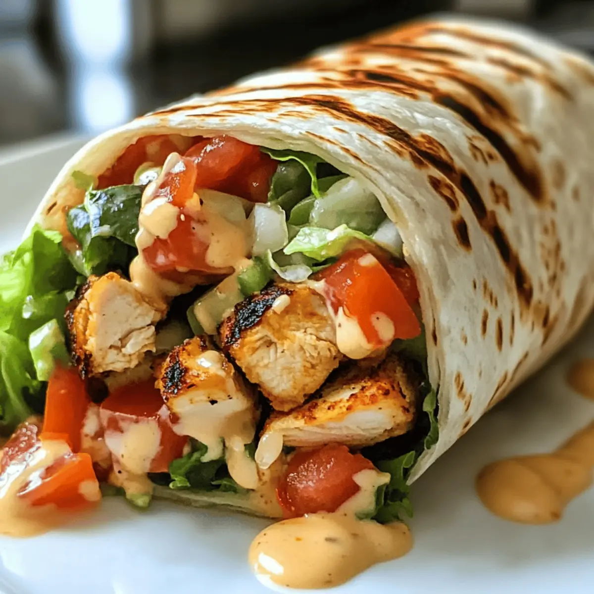 Einfacher Chipotle Ranch Gegrillter Hühnchen Burrito