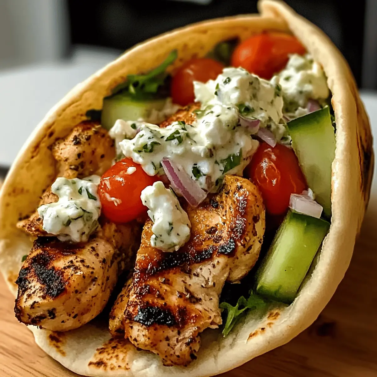 Mediterrane Hähnchen-Gyros mit cremigem Feta-Tzatziki