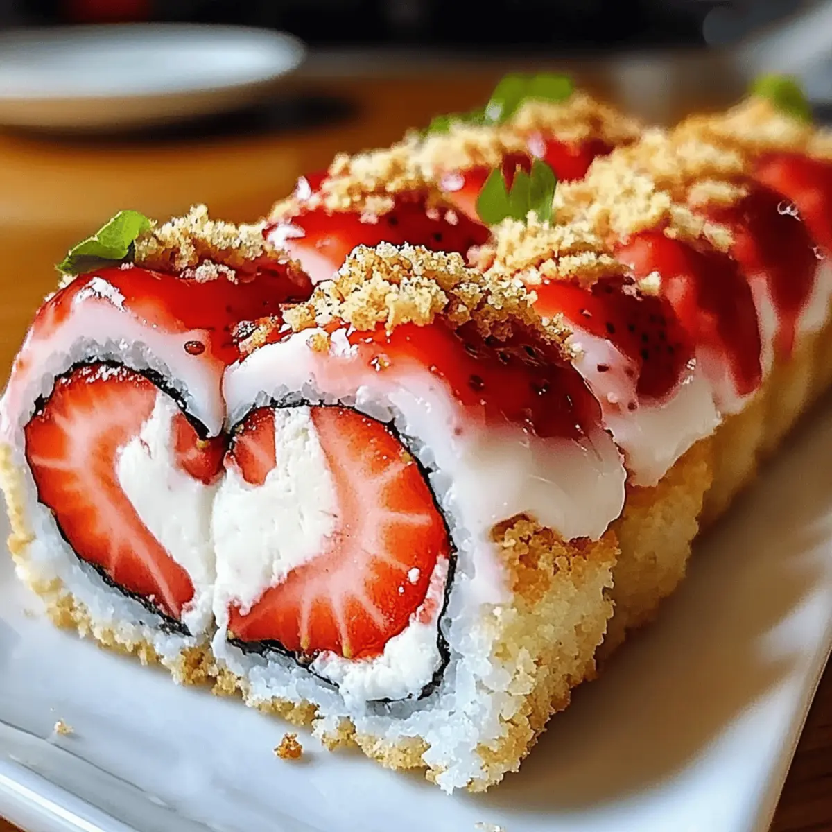 Erdbeerkuchen Sushi Rolle Dessert Rezept für Feste