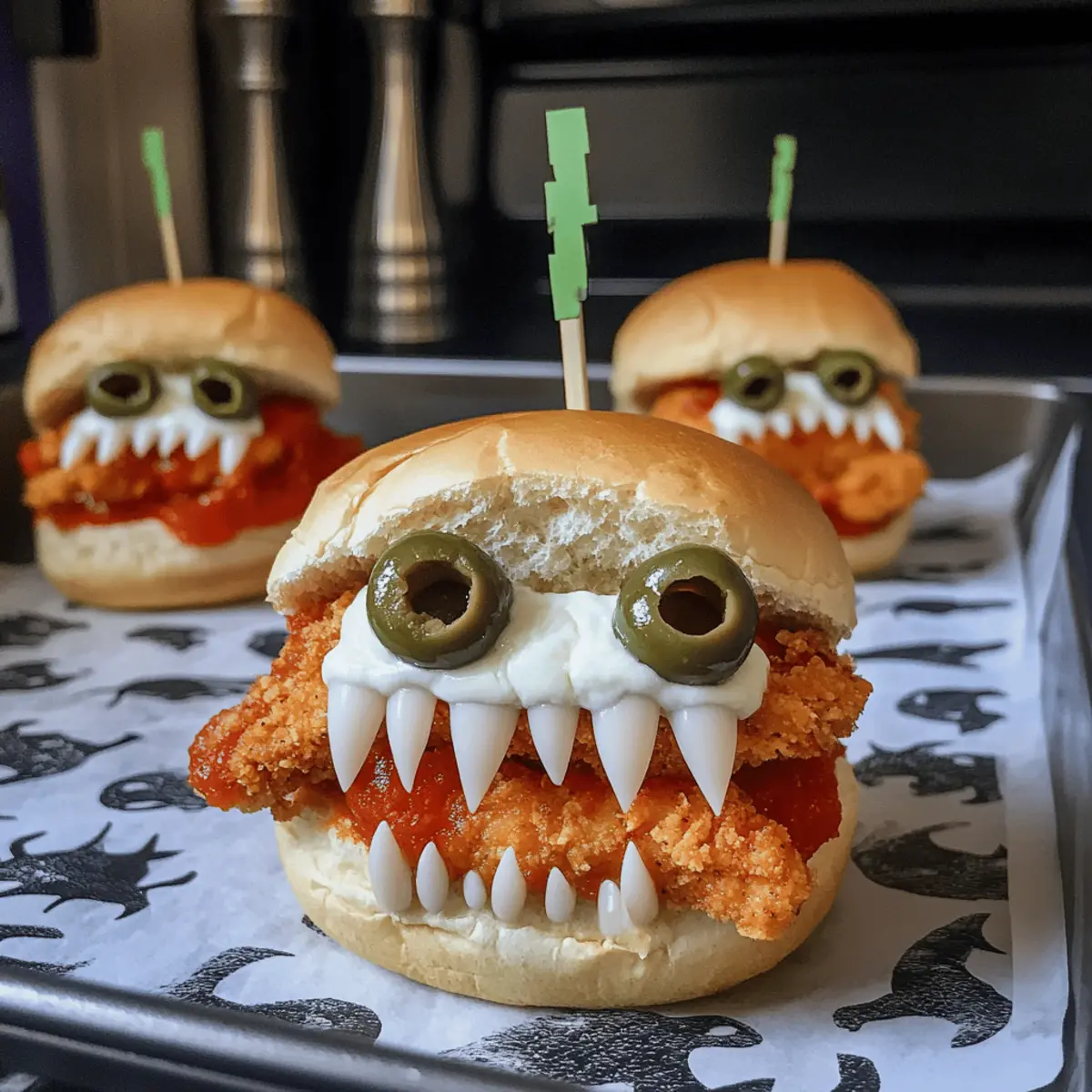 Halloween Hähnchen Parmesan Sliders für Gruselspaß