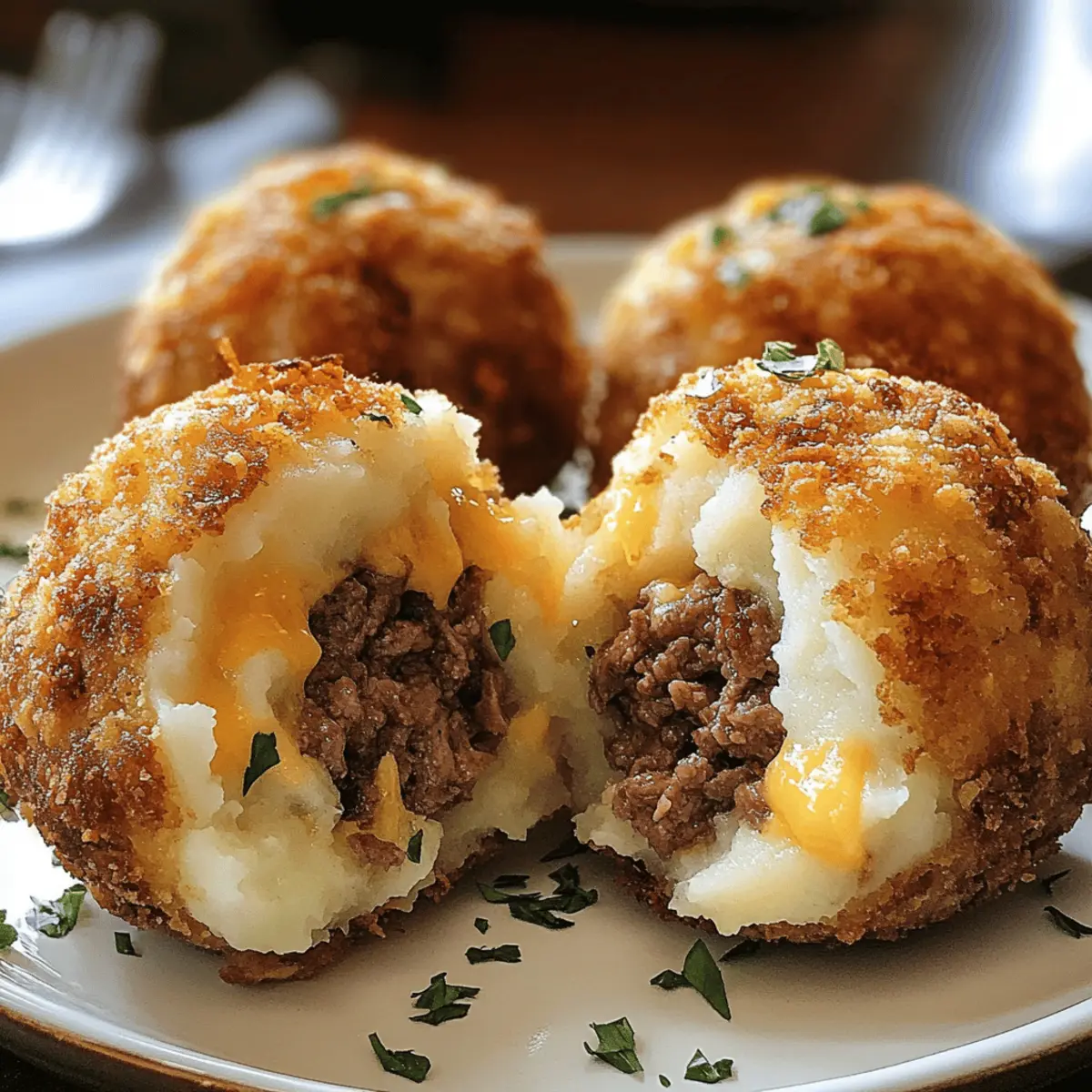 Crispy Mashed Potatoes Stuffed with Cheese & Beef Rezept