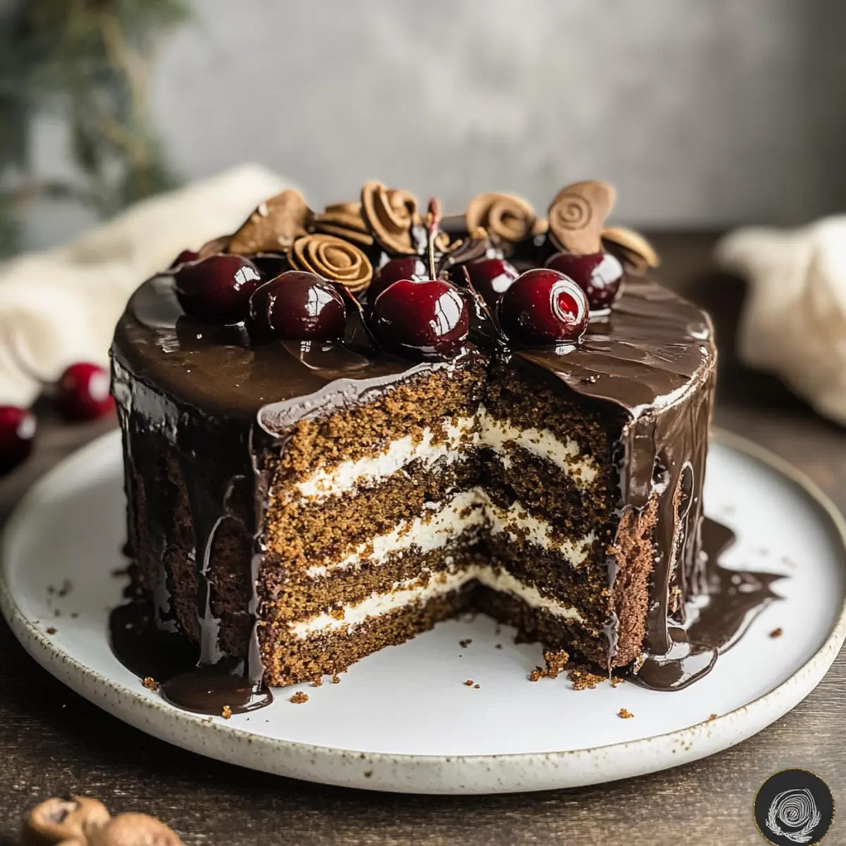 Lebkuchen Torte mit Kirschen für die Festtage