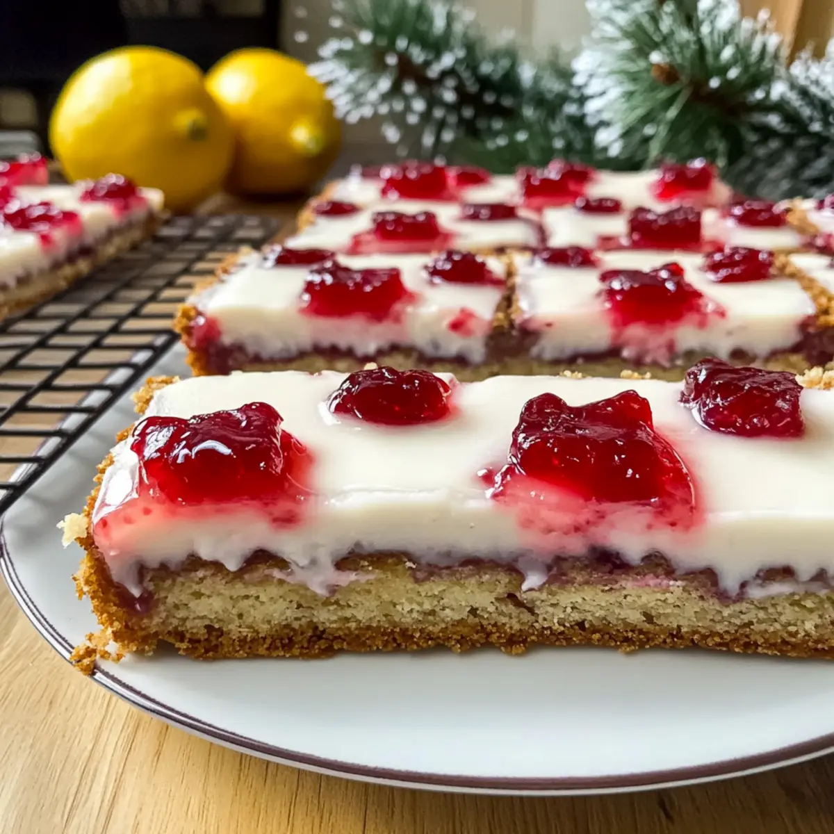 Weihnachtlicher Blechkuchen mit Kirschmarmelade