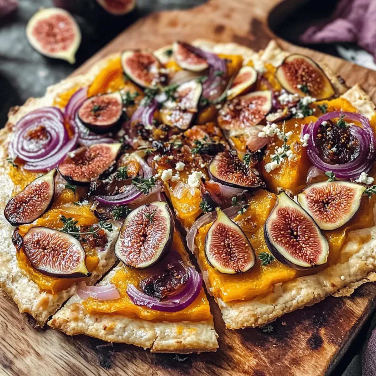Veganer Flammkuchen mit Kürbis und Feigen