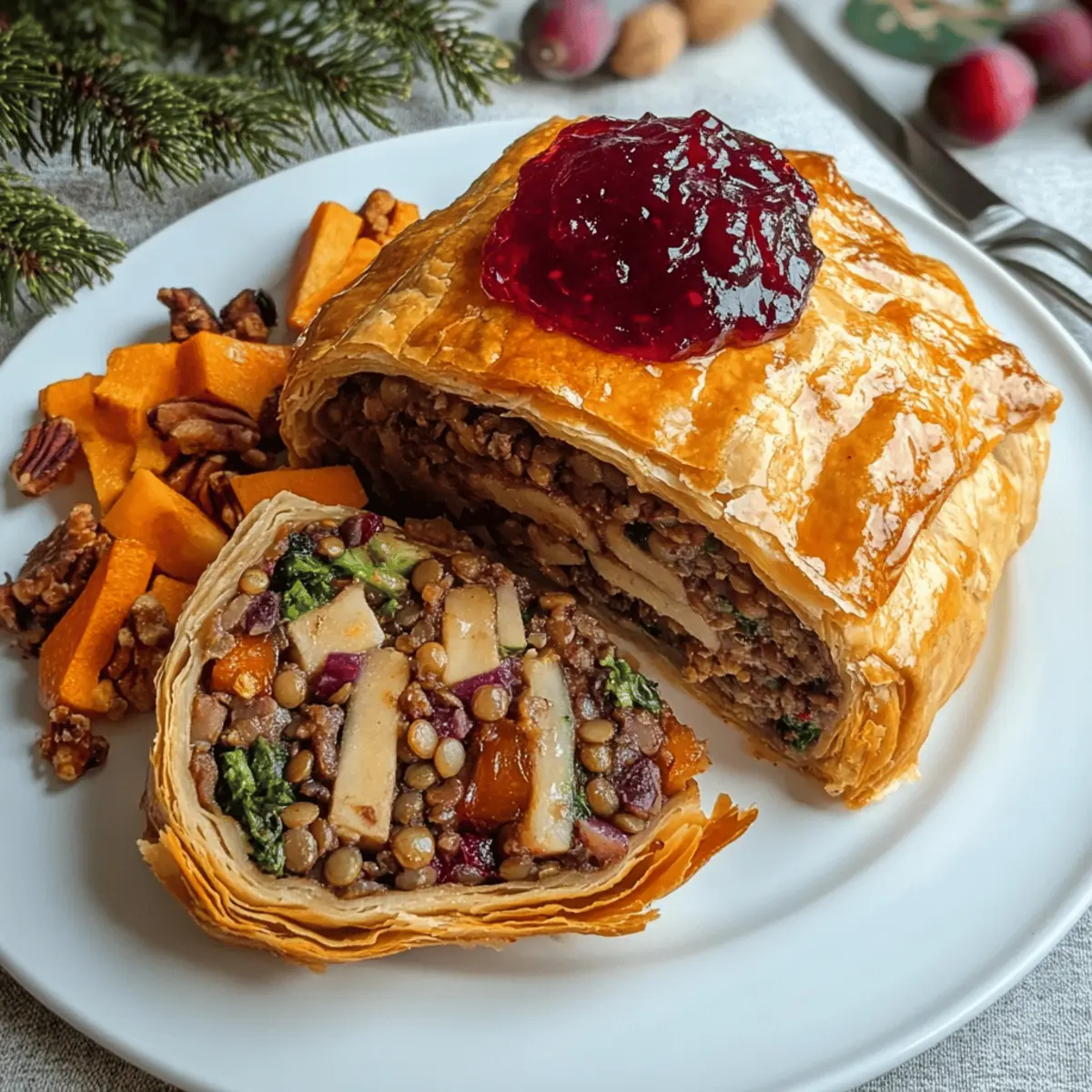 Veganer Linsenbraten im Blätterteigmantel für Feste