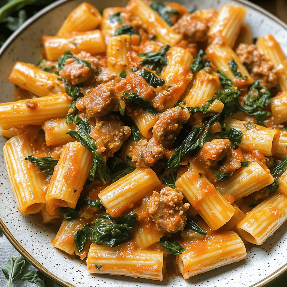 Cremige Wurst Rigatoni in nur 30 Minuten