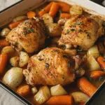 Chicken thighs with root vegetables from the oven