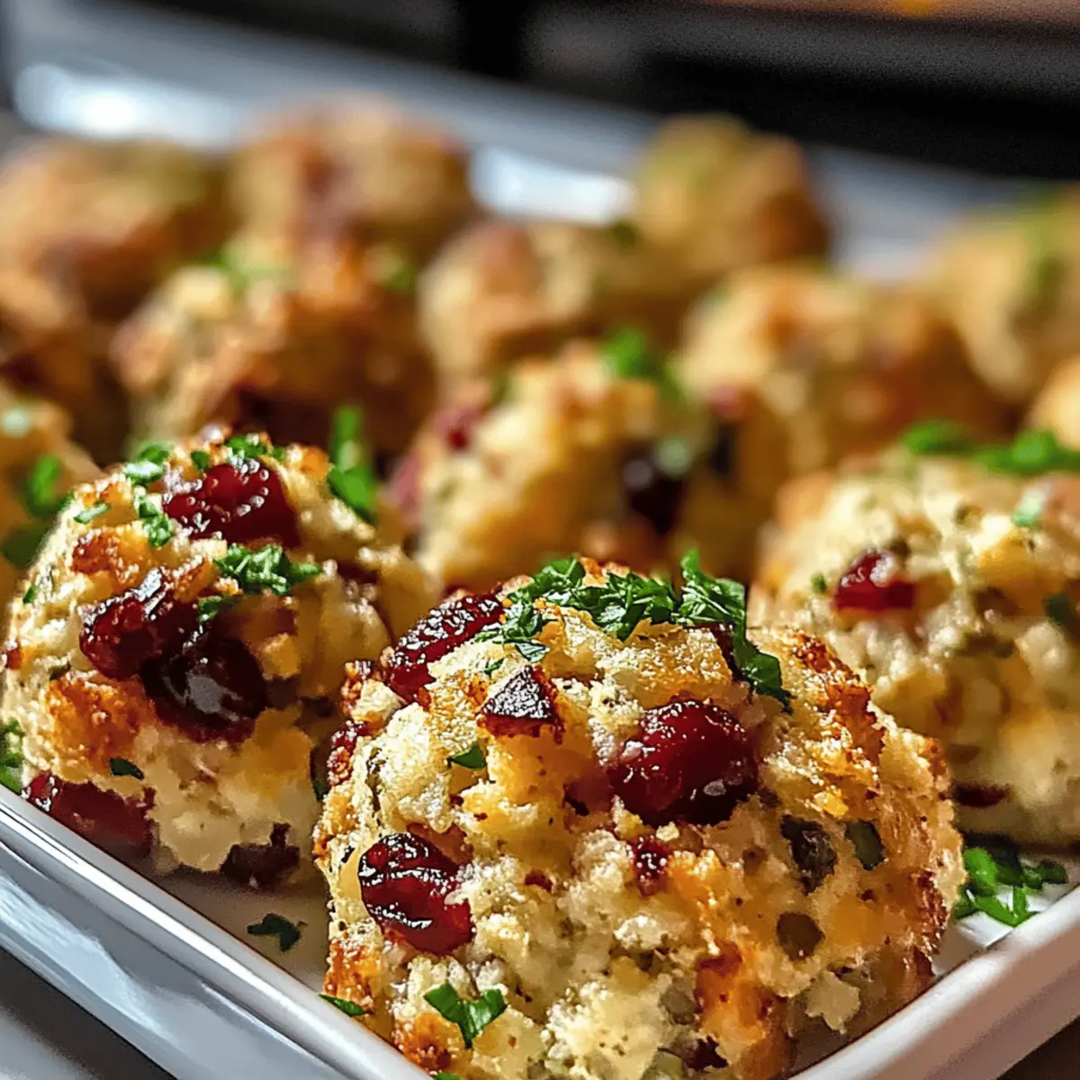 Einfaches Rezept für Cranberry-Putenfüllungsbällchen