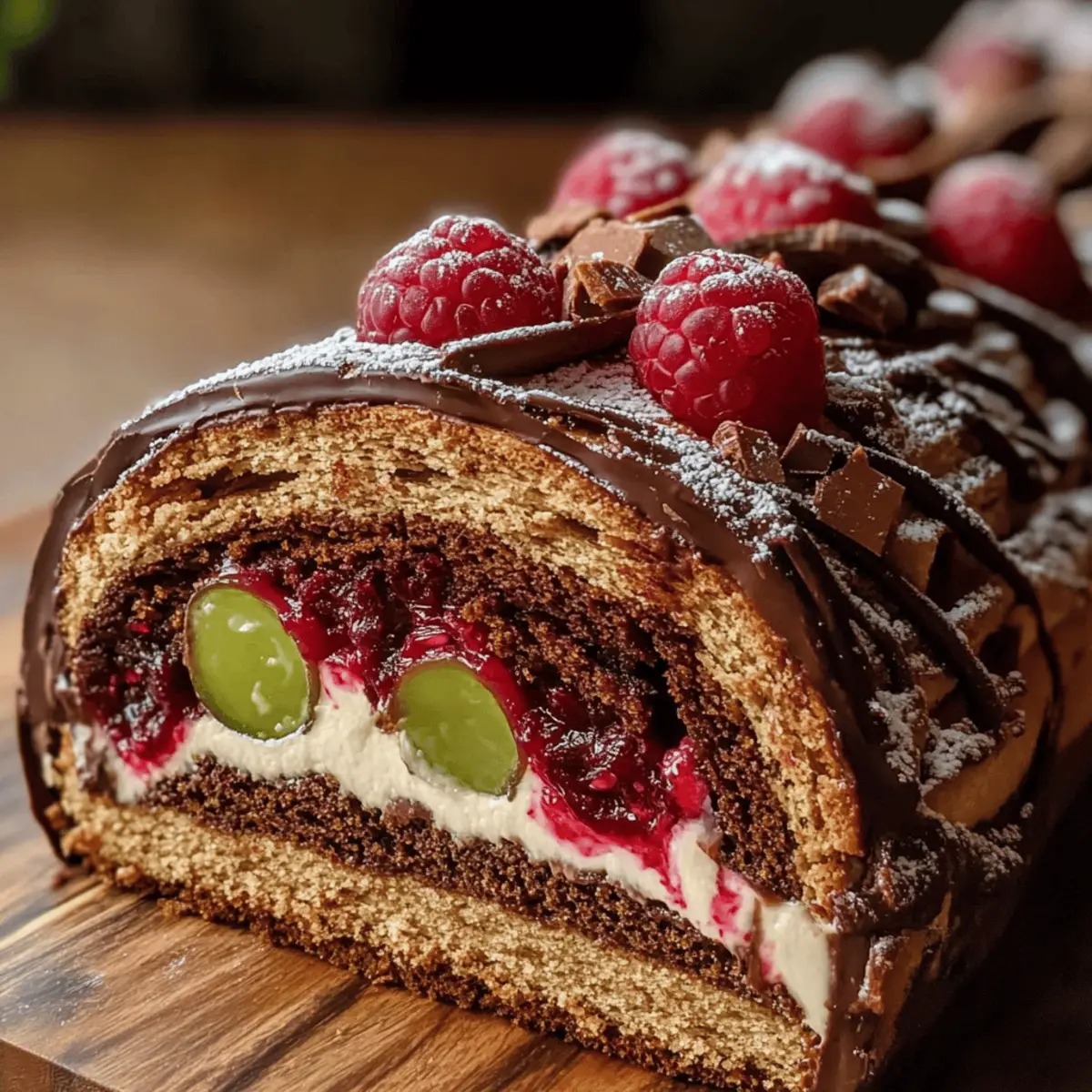 Lebkuchen-Bûche mit Fruchtkern für festliche Anlässe