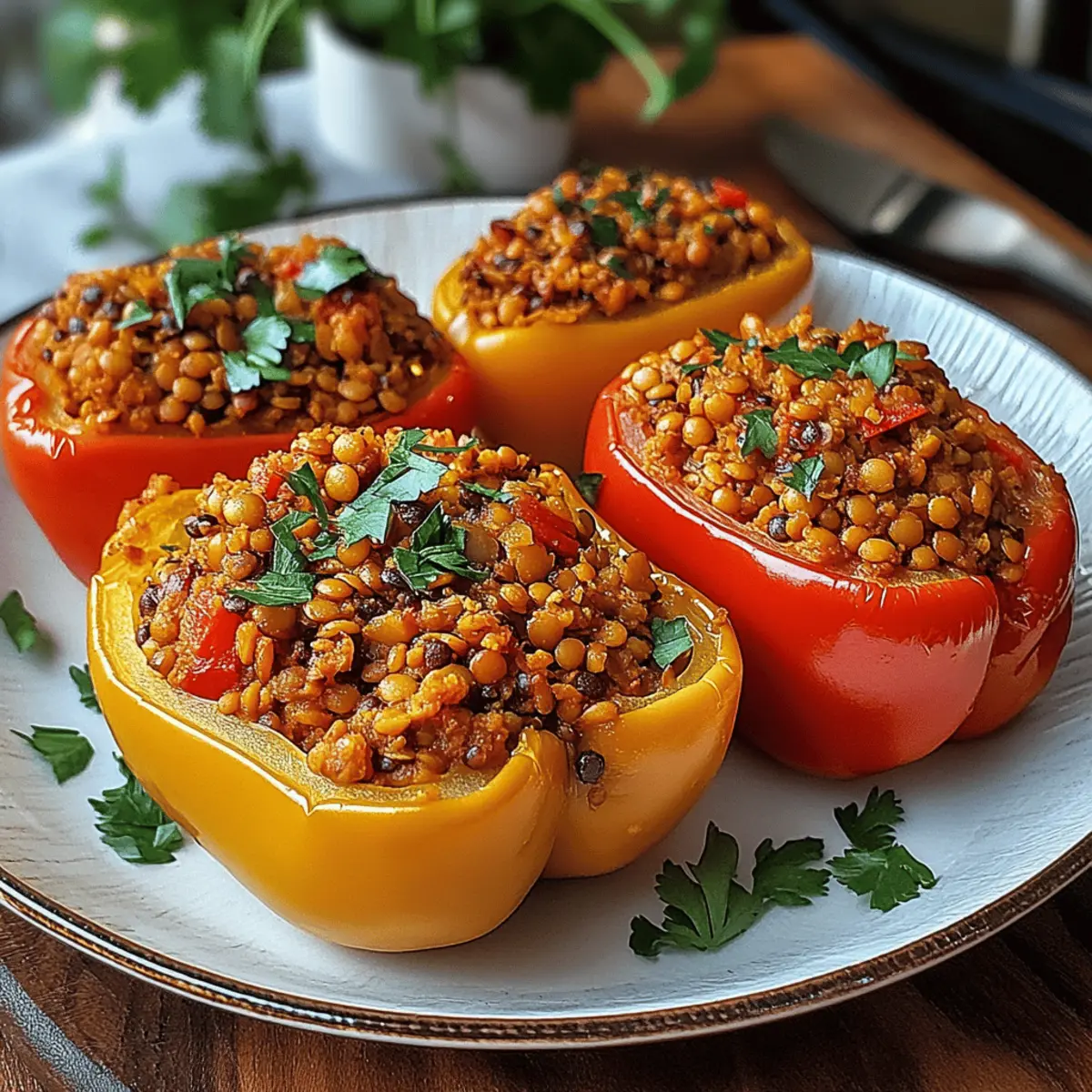 Gefüllte Spitzpaprika mit roten Linsen einfach genießen
