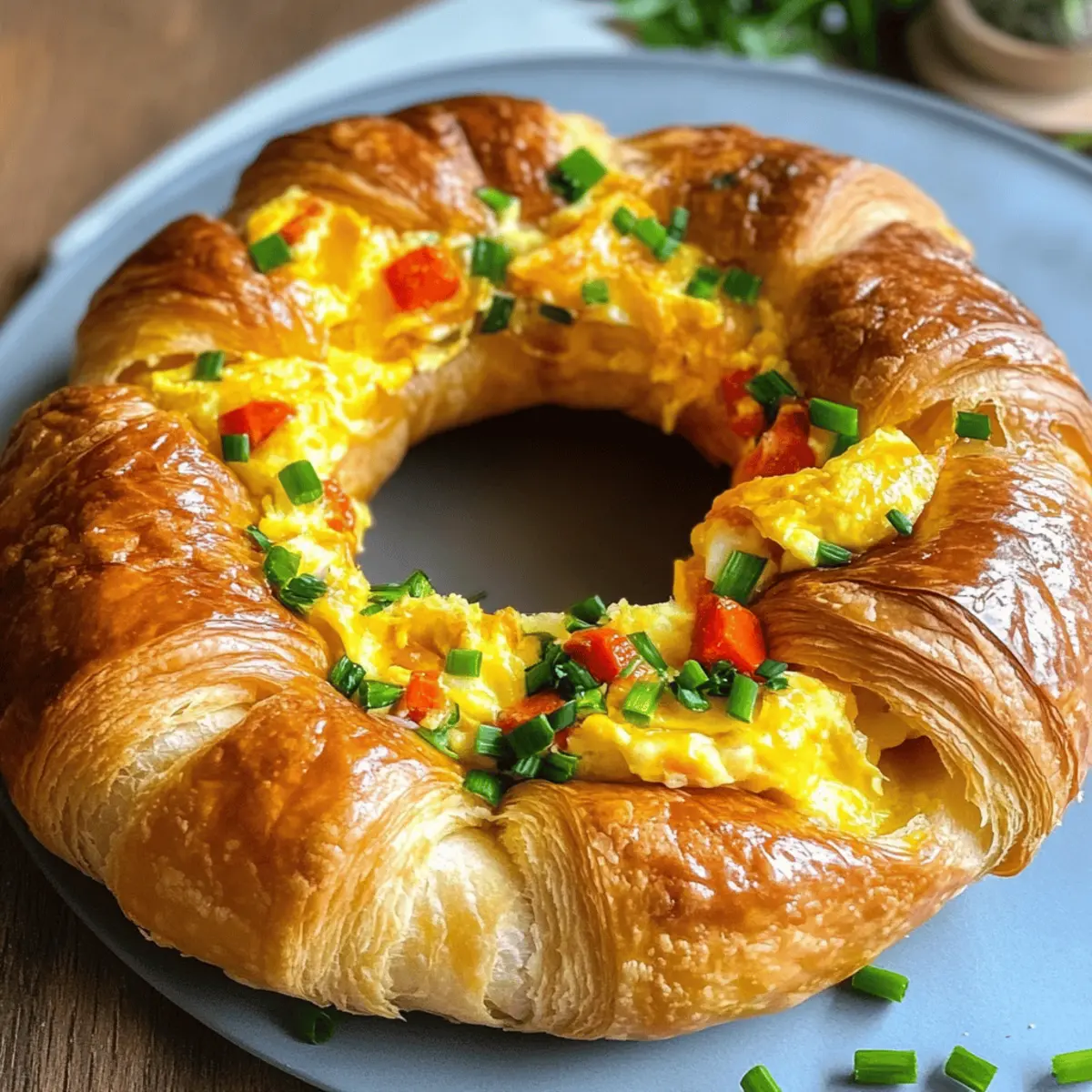 Rührei Ring aus Croissant Teig mit viel Käse