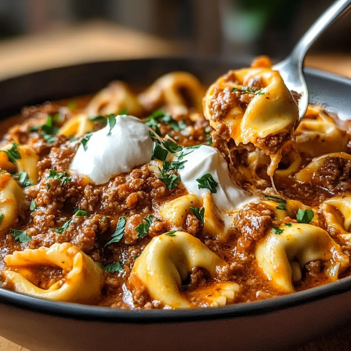 Blitz-Tortellini mit Hackfleischsauce für Eilige