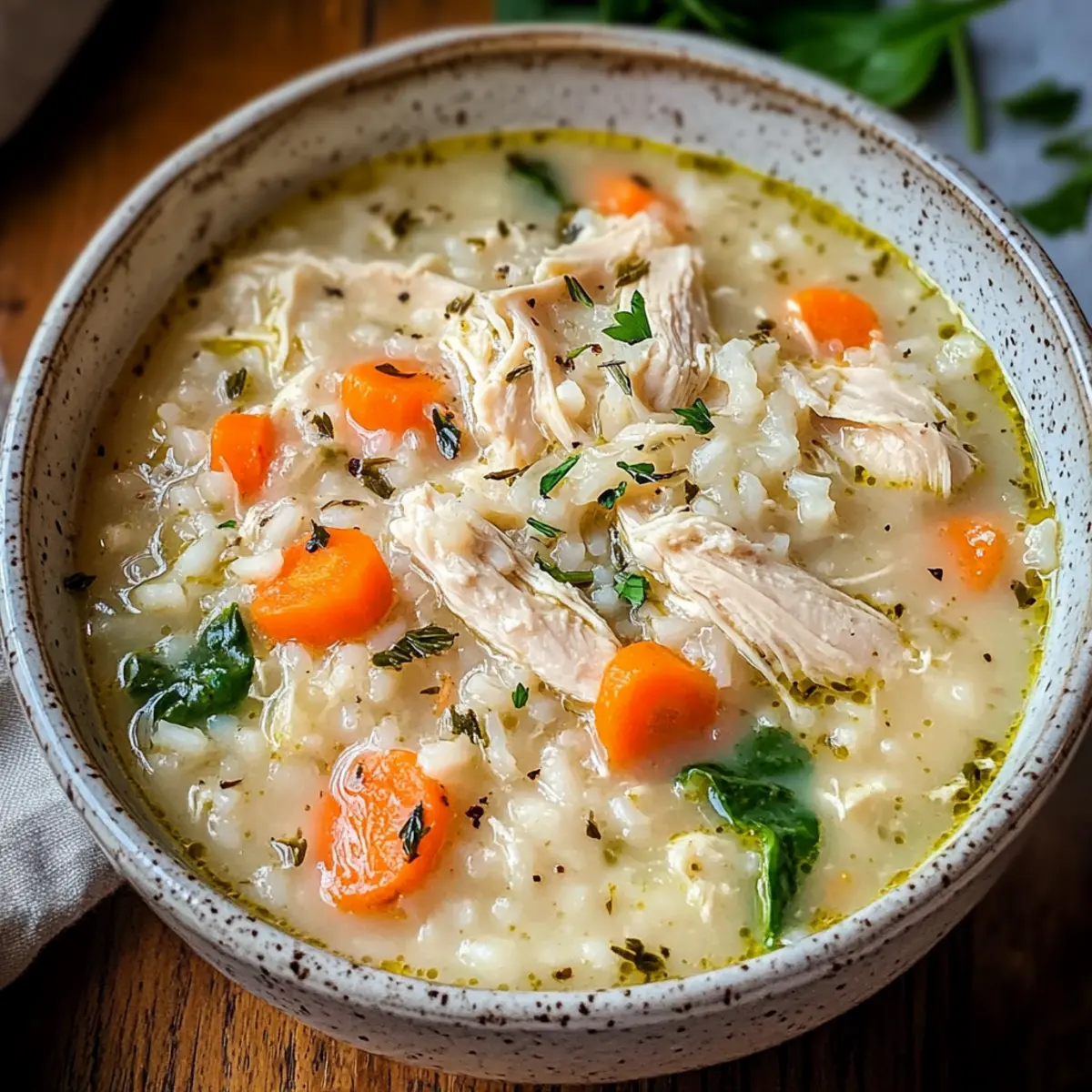 Cremige Hühner-Reis-Suppe für warme Momente