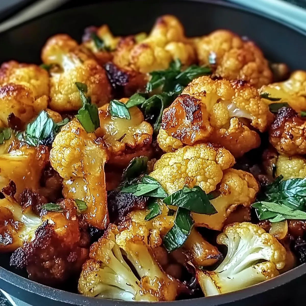 Gebratener Blumenkohl mit Honig-Curry genießen