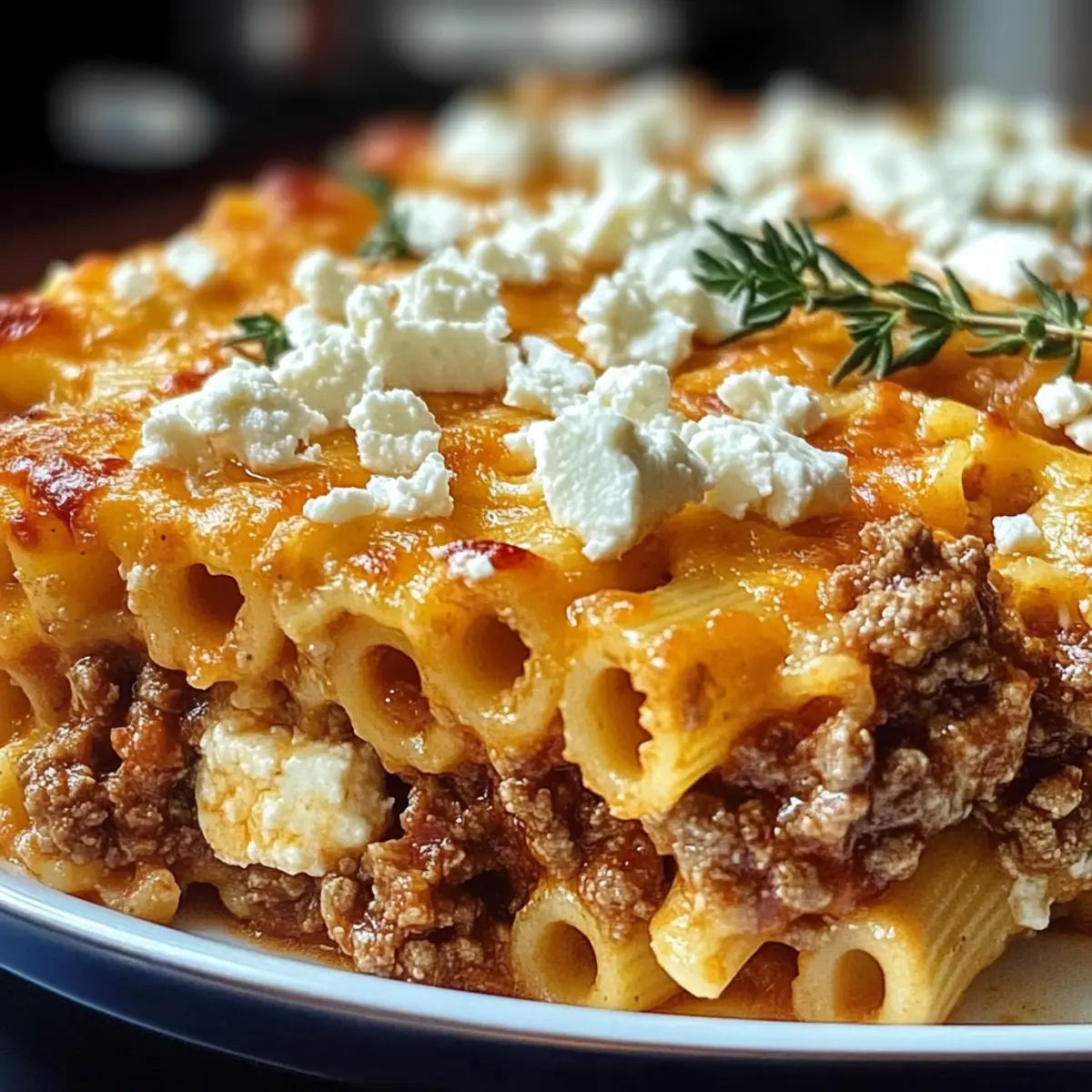 Griechischer Nudel-Auflauf mit Feta und Hackfleisch